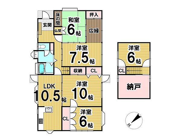 5SLDK【3、170万円】居室全室6帖以上ですごしやすいですね♪