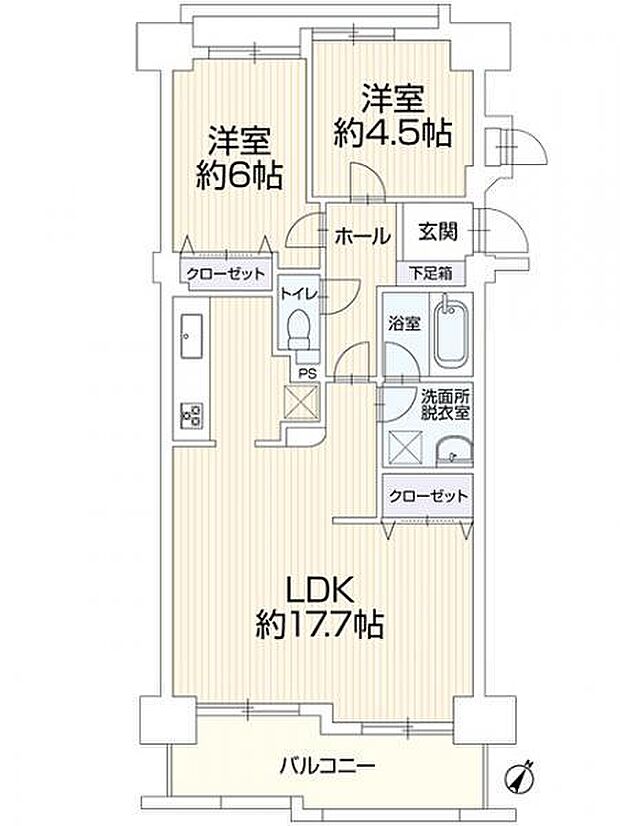 ダイアパレス安城(2LDK) 4階の間取り図