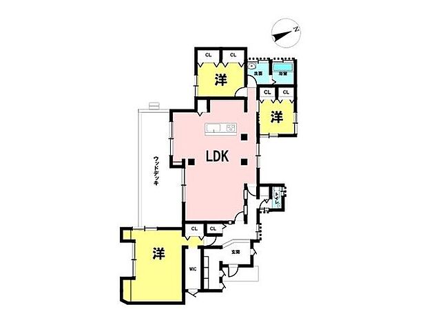 3LDK、リビングを中心とした間取りの平屋です。全居室に収納があります！