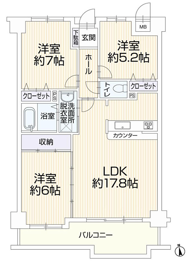ＪＲ青梅線 昭島駅まで 徒歩33分(3LDK) 5階の内観