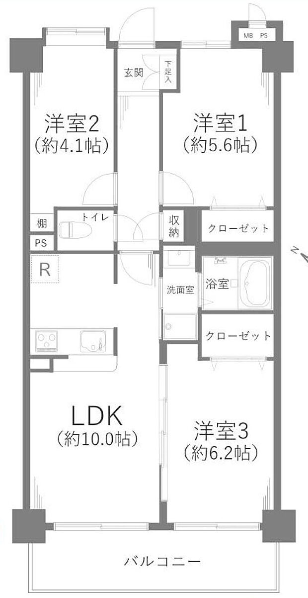 ＪＲ八高線 東福生駅まで 徒歩8分(3LDK) 2階の内観