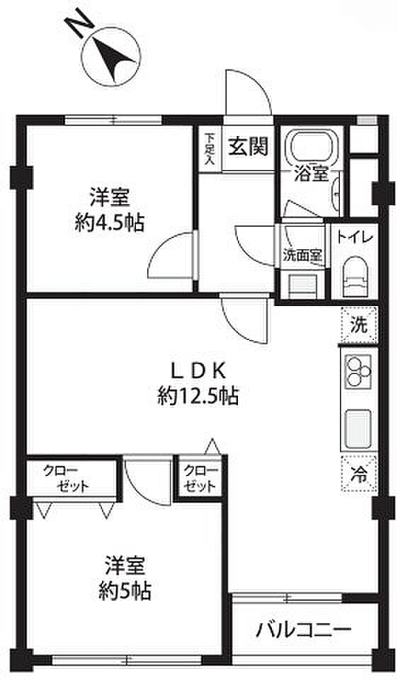 京王相模原線 京王多摩川駅まで 徒歩1分(2LDK) 2階の間取り図