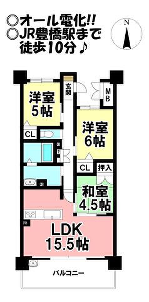 シティライフ羽根井(3LDK) 4階の間取り図