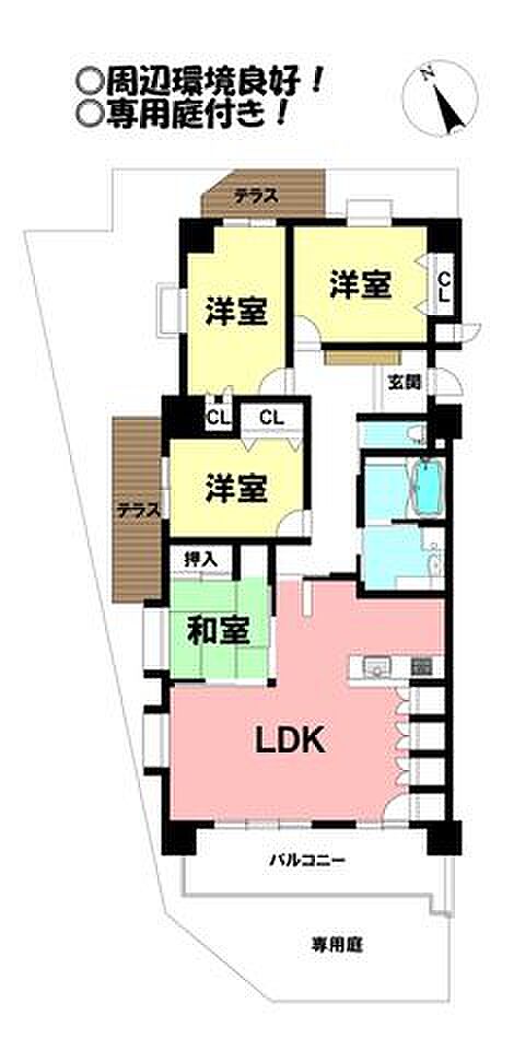 ライオンズマンション高師緑地(4LDK) 1階の間取り図