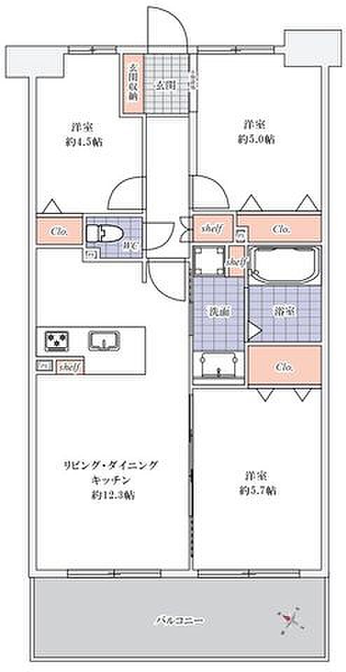 メイツ南浦和ガーデン(3LDK) 2階の間取り図