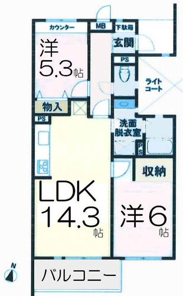 新松戸駅　徒歩10分　通勤通学便利で、やばい「エクセル新松(2LDK) 3階の内観