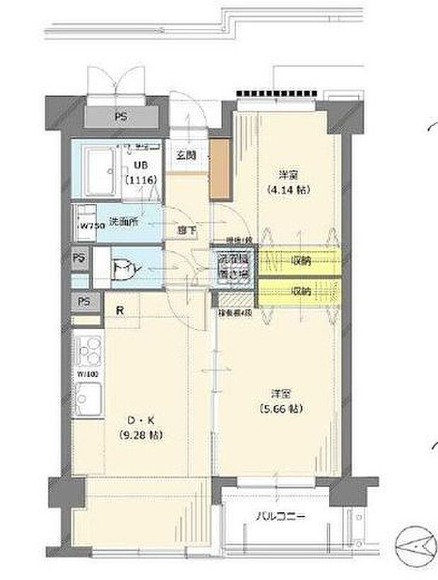 フォレステージ西早稲田(2DK) 6階の間取り図