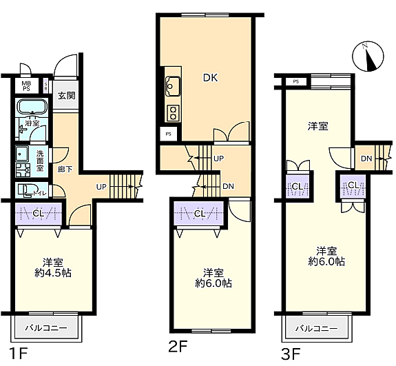 成城学園サマリヤマンション(3DK) 4階/３−４の間取り図