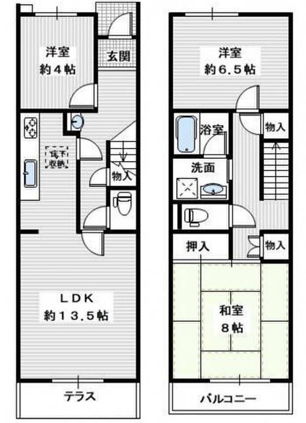 ガーデンハウス藤沢台第四住宅(3LDK) 1階の内観