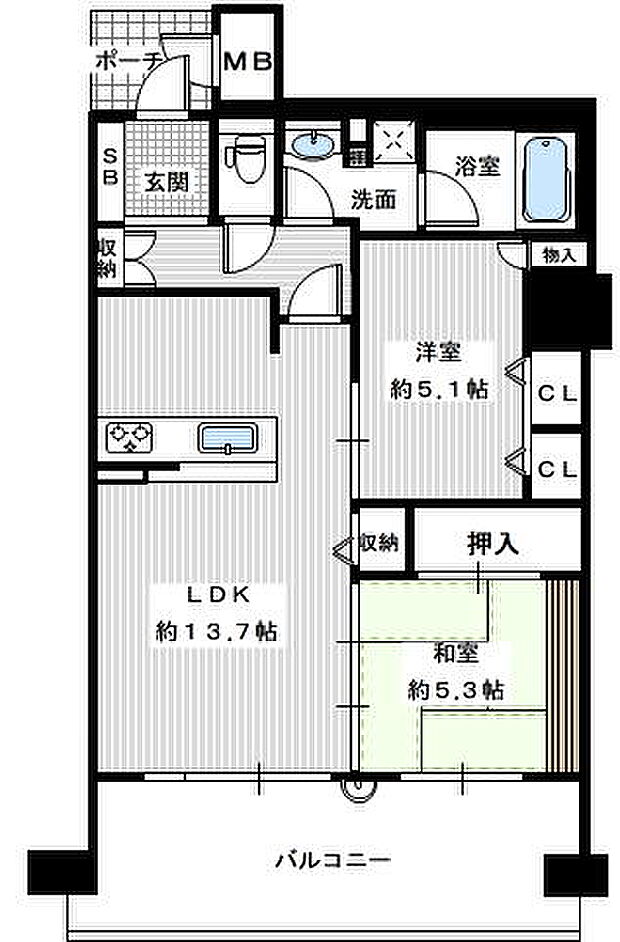 ペルル堺ウィングタワー(2LDK) 2階/207の内観