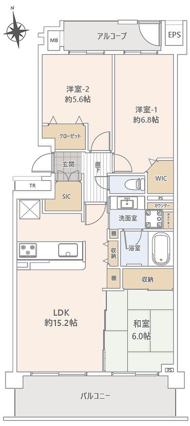 コスモ横浜本牧シーサイドテラス(3LDK) 4階の間取り図