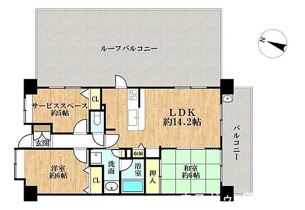 日神パレステージ中浦和ウインフォート(2SLDK) 7階の間取り図