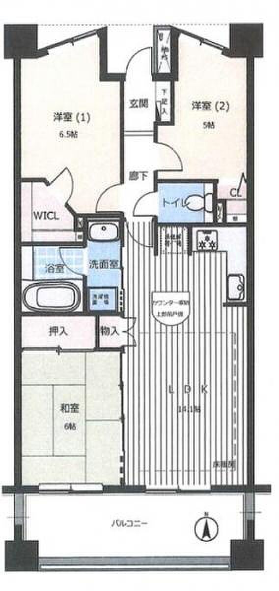 ライオンズマンション武蔵新城中央公園(3LDK) 4階の間取り図