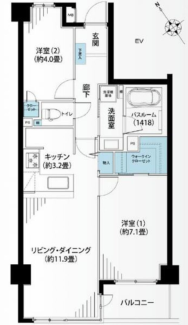 横浜妙蓮寺シティハウス(2LDK) 5階の内観