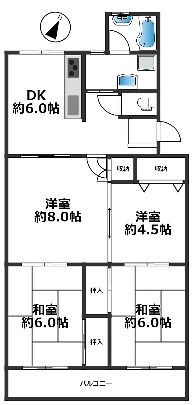 小束山住宅(3LDK) 5階の内観