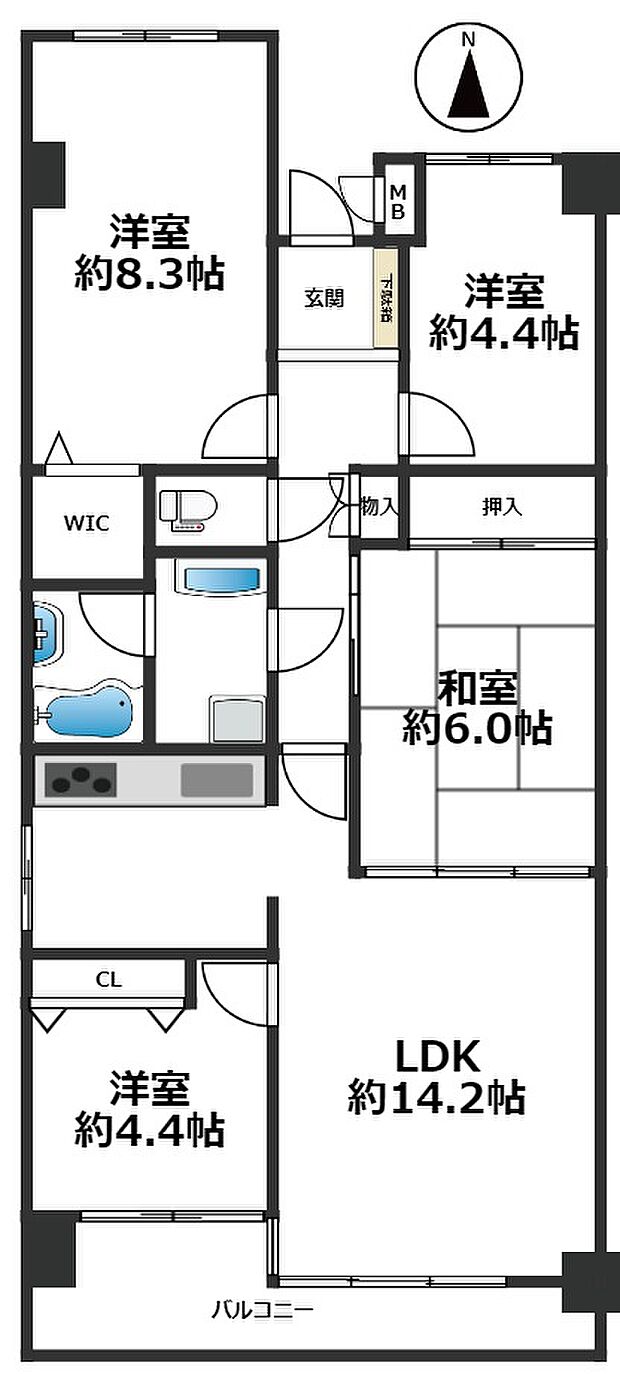 コスモ舞子坂(4LDK) 3階の内観