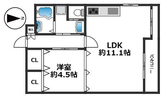 甲南第二兵庫コーポラス(1LDK) 6階の内観