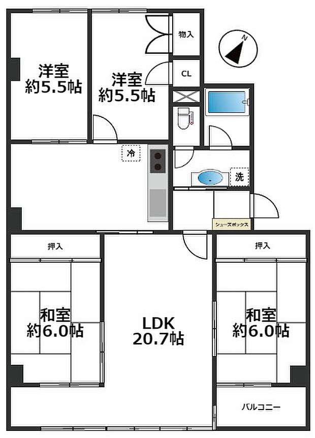 藤和しらさぎハイタウンB棟(4LDK) 11階の間取り図