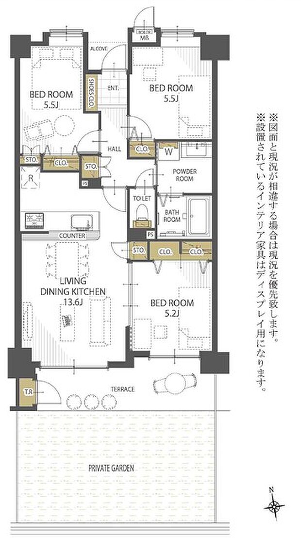 アルシオン西船橋(3LDK) 1階の間取り図