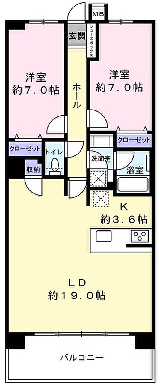 センチュリー船橋(2LDK) 4階の間取り図