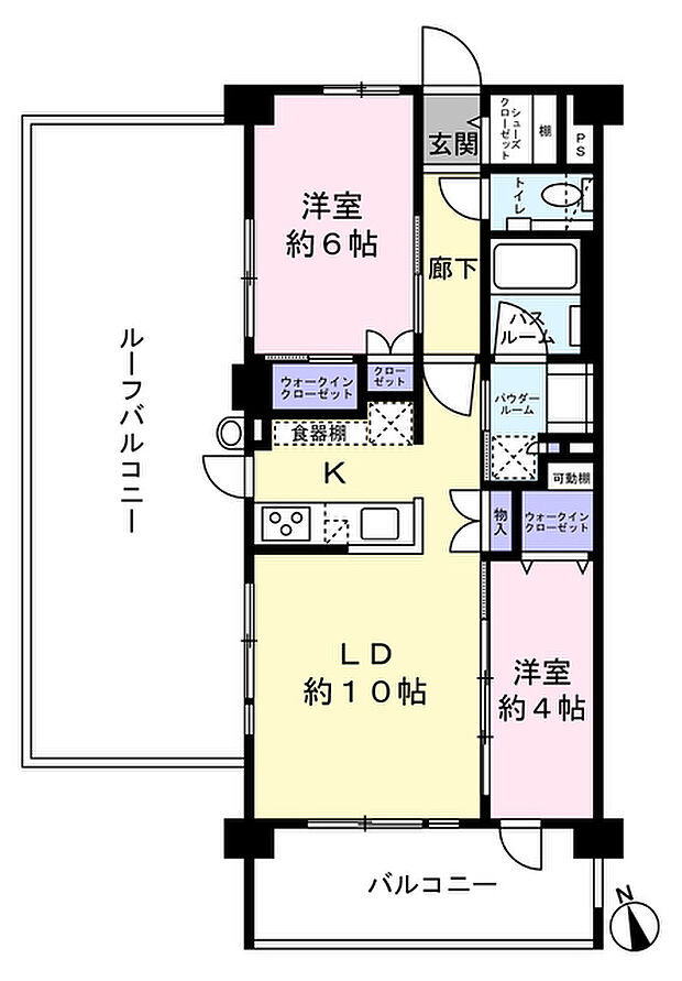 エクセレントシティ新検見川(2LDK) 5階の間取り図