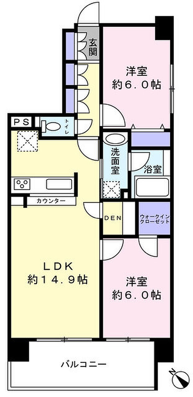 日神パレステージ船橋海神(2LDK) 1階の間取り図