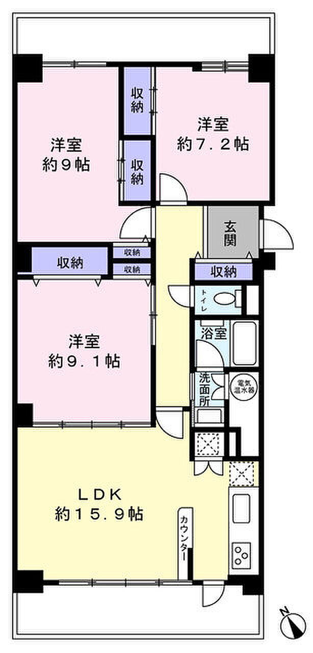 マープル津田沼スカイハイツＡ棟(3LDK) 6階の間取り図
