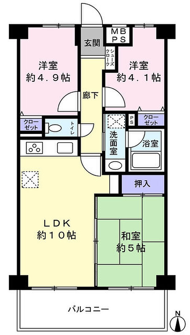 ライオンズガーデン津田沼(3LDK) 7階の間取り図