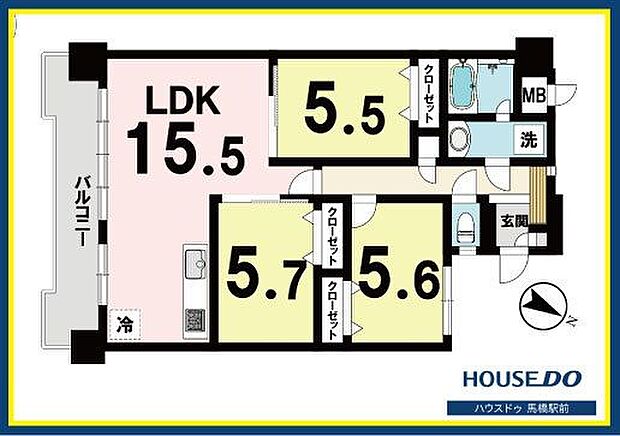 トーカンマンション北小金(3LDK) 2階の間取り図