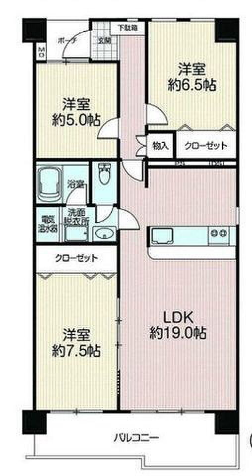 リバブル松戸(3LDK) 6階の間取り図