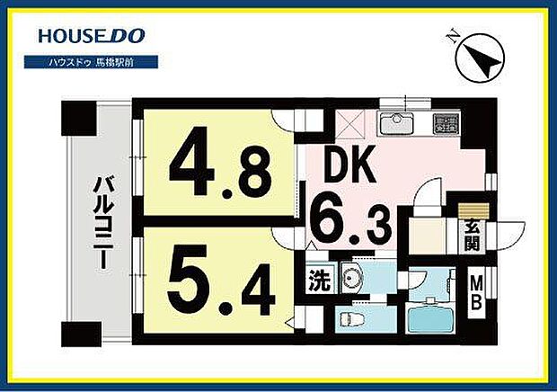 中銀松戸マンシオン(2DK) 6階の間取り図