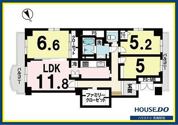 サンライトパストラル壱番街C棟(3LDK) 12階の間取り図