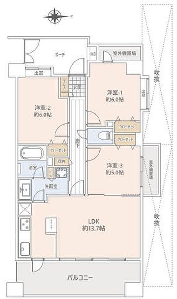 日神パレステージ聖蹟桜ヶ丘(3LDK) 3階の間取り図