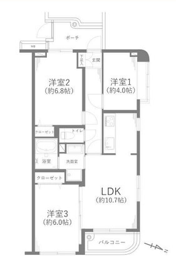 セントヒルズ東浦和(3LDK) 1階の間取り図