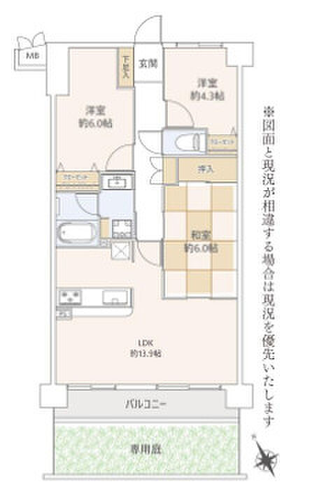 ソフィア坂戸ラフィーネ(3LDK) 1階の間取り図