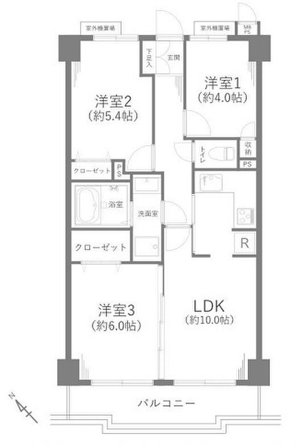 藤和シティコープ三郷公園(3LDK) 3階の間取り図