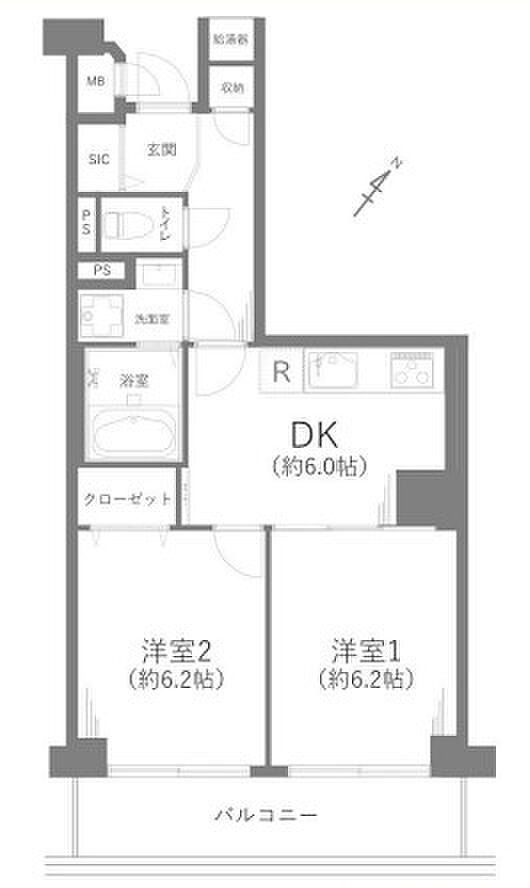 DIKマンション和光(2DK) 4階の間取り図