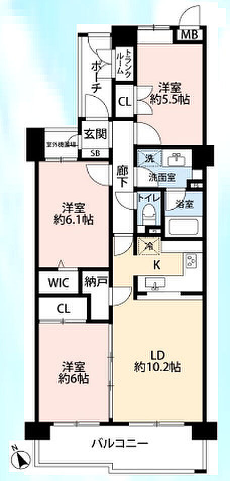 アーベイン志木キッズガーデン(3LDK) 4階の間取り図