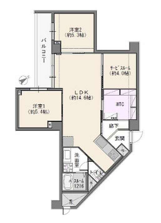 与野ハウス2号棟(2SLDK) 10階の間取り図