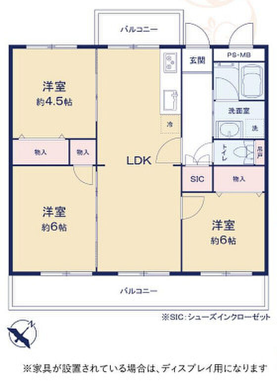 浦和白幡東中層住宅(3LDK) 2階の間取り図