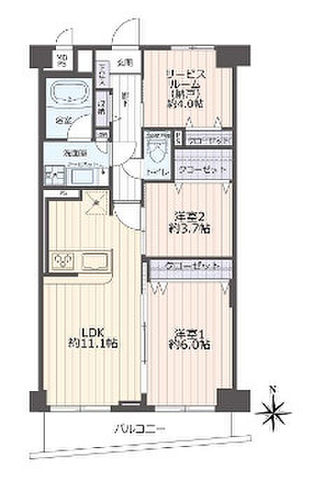 ロイヤルステージ東所沢パート2(2SLDK) 3階の間取り図