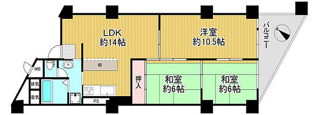 西川口ファミリーマンション(3LDK) 3階の間取り図