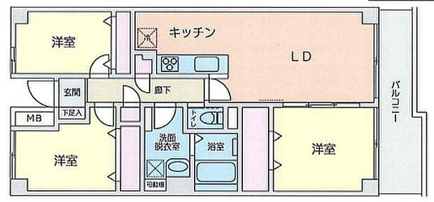朝霞スカイハイツ(3LDK) 6階の間取り図
