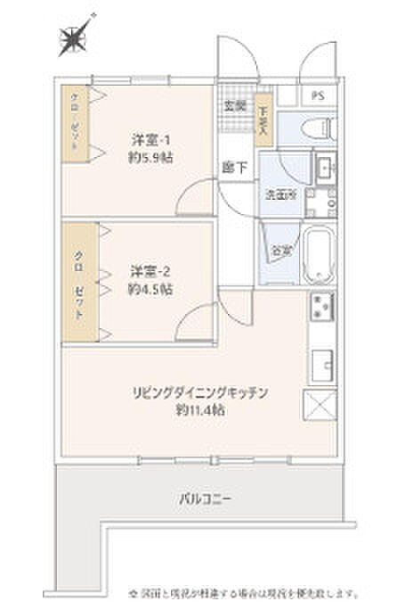 グローリア初穂飯能(2LDK) 2階の間取り図