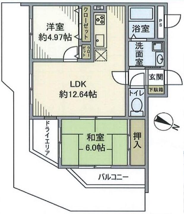 アプロアメニティ南浦和(2LDK) 1階の間取り図