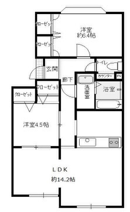 リバーサイドヴィラ西所沢(2LDK) 1階の間取り図