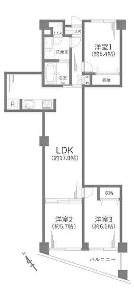 川口グレースマンション(3LDK) 9階の間取り図