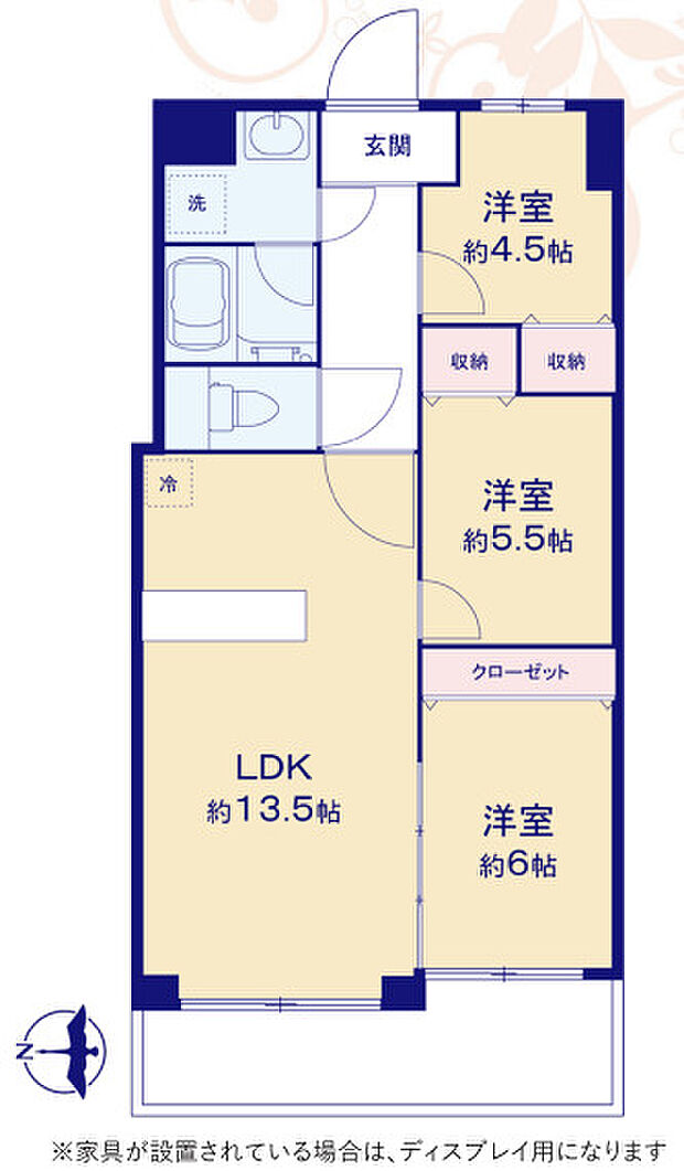 ライオンズガーデン若葉(3LDK) 8階の間取り図