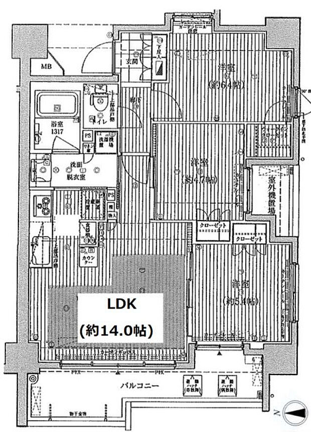 レーヴリーズ西新井(3LDK) 2階の間取り図
