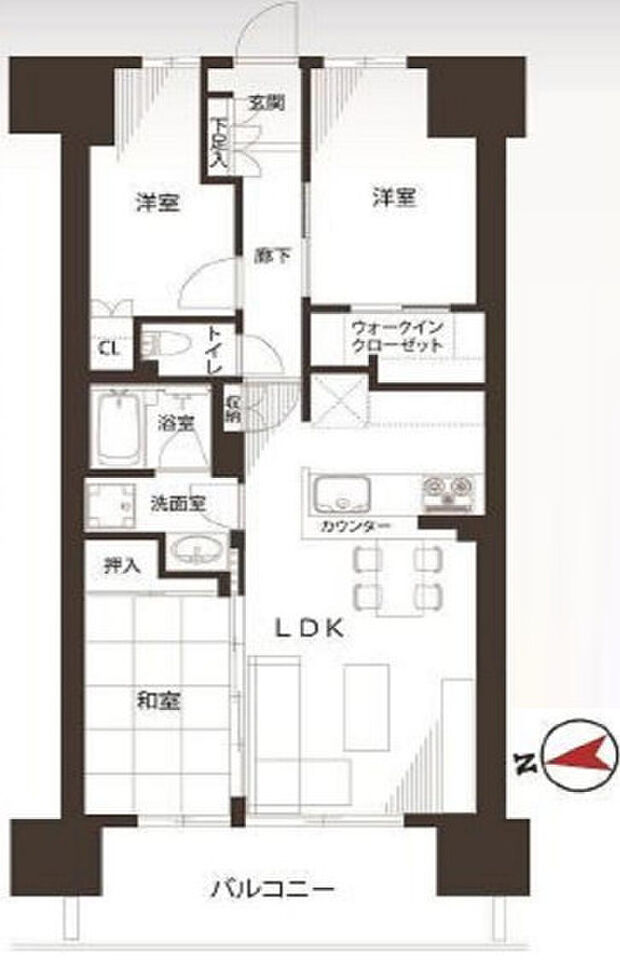 ファインシティ王子神谷リバー＆フォレスト(3LDK) 4階の間取り図